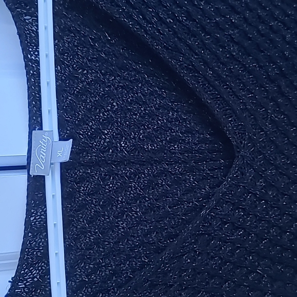 V-neck Black Silver Sweater - Silver Sparkle - Picture 6 of 7